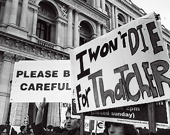 I won't die for Thatcher placard